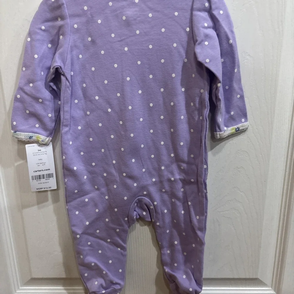 Carters Sleeper Size 3 Months (9-12.5lb) - NWOT With Matching Handmade Hat